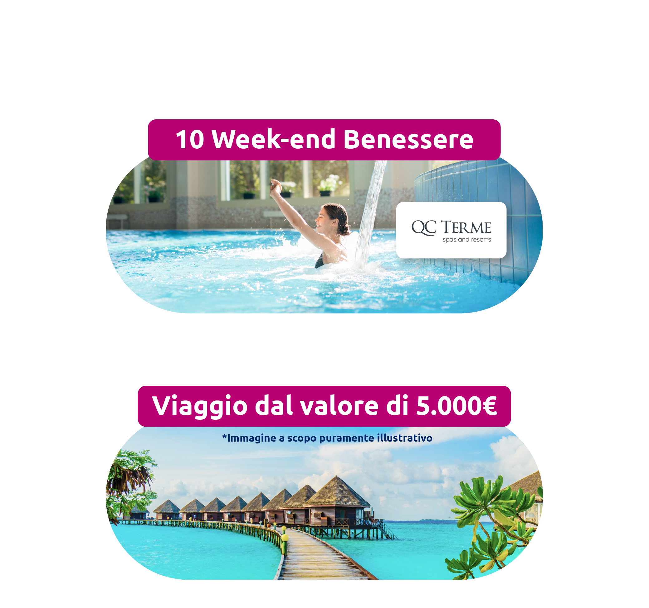 10 Week-end Benessere QC Terme, Viaggio del valore di 5.000 euro.