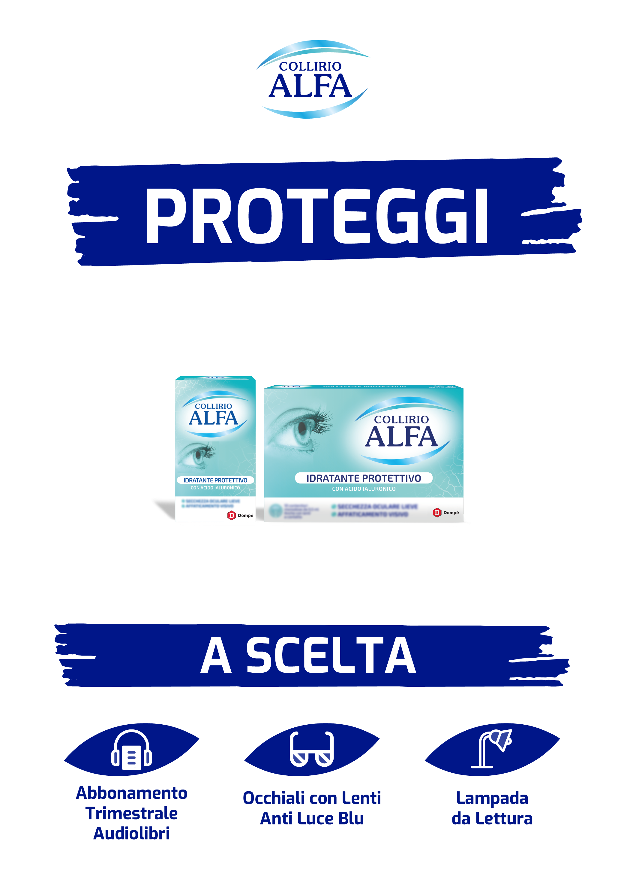 Proteggi la tua vista. Scopri come ricevere a scelta: Abbonamento trimestrale audiolibri, occhiali con lente anti luce blu, lampada da lettura.